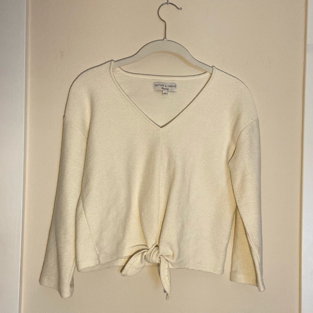 Madewell Texture & Thread Cream Tie-Front